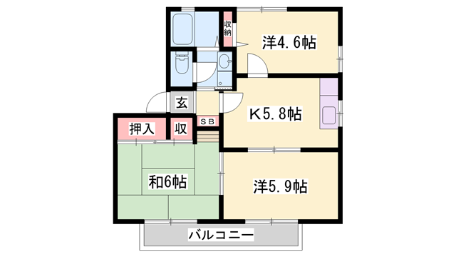 ディアス宮脇(3DK/2階)の間取り写真