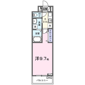 ベルメール大蔵海岸(1K/2階)の間取り写真