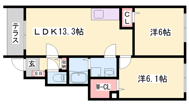 シャルマンハウス(2LDK/1階)の間取り写真
