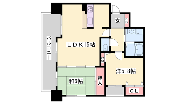 ラシャンス広畑(2LDK/7階)の間取り写真