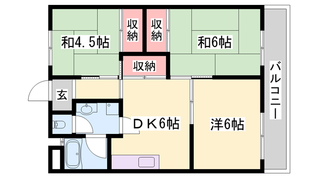 奥村ハイツ(3DK/3階)の間取り写真