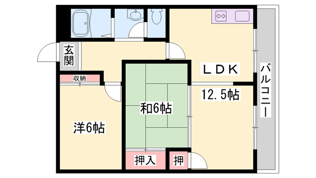 B-ING浜の宮(2LDK/1階)の間取り写真