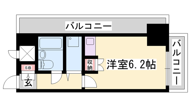 藤和シティコア姫路駅前(ワンルーム/9階)の間取り写真