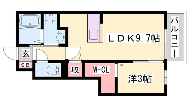 クレセント(1DK/1階)の間取り写真