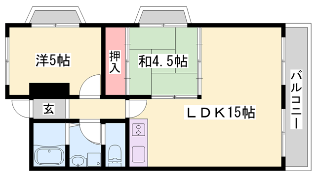 辰田ビル(2LDK/3階)の間取り写真