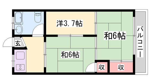 相生ハイツ(3K/4階)の間取り写真