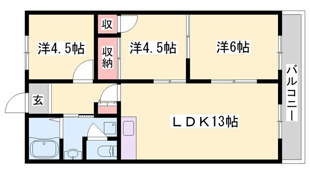 グランレナジア姫路(3LDK/2階)の間取り写真