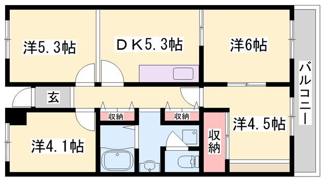 グランレナジア姫路(4DK/2階)の間取り写真