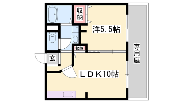 ハイツ田園(1LDK/1階)の間取り写真