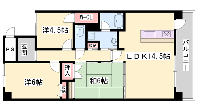 アゴラオーキッド富永(3LDK/2階)の間取り写真