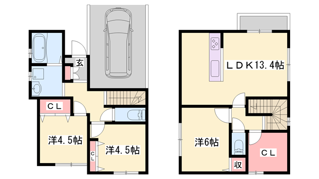 山陽本線 東姫路駅 徒歩31分 2階建 築1年(3LDK)の間取り写真
