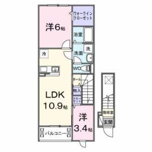 サンリット荒川(2LDK/1階)の間取り写真