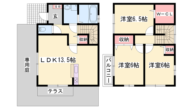 ジュネス辻井(3LDK/1階)の間取り写真