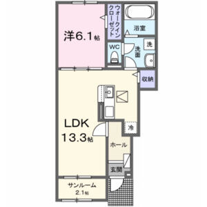 ファミールK Ⅱ(1LDK/1階)の間取り写真
