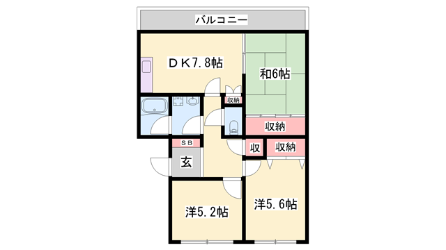 サンハイツ志染(3DK/1階)の間取り写真