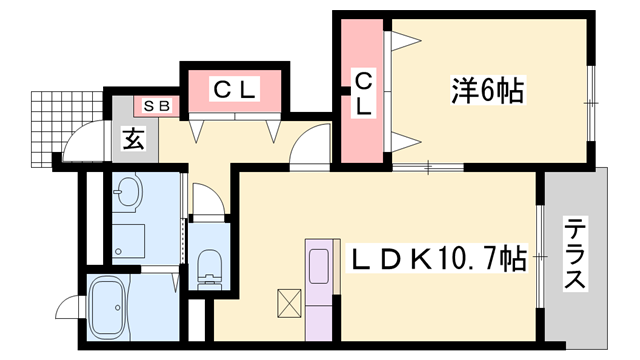 ジェルメ・ミニョン(1LDK/1階)の間取り写真