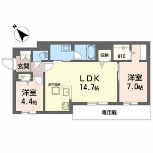 ノース ウィステリア(2LDK/1階)の間取り写真