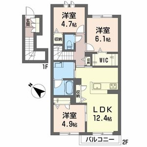 サワーソレアードA(3LDK/2階)の間取り写真
