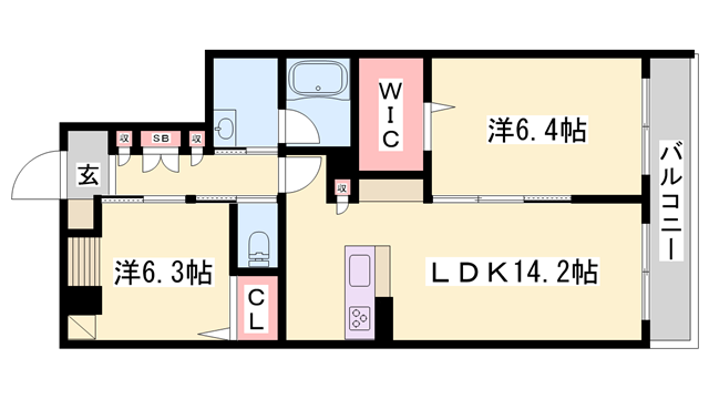 グランリベレ江井島1(2LDK/2階)の間取り写真