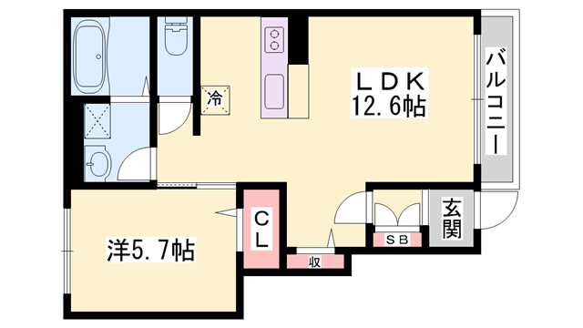 ハイムメゾン白鳥台(1LDK/1階)の間取り写真