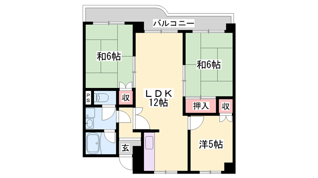 ブエナビスタ姫路青山ウエスト(3LDK/6階)の間取り写真