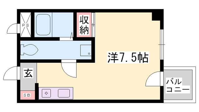 城北興和マンション(ワンルーム/2階)の間取り写真