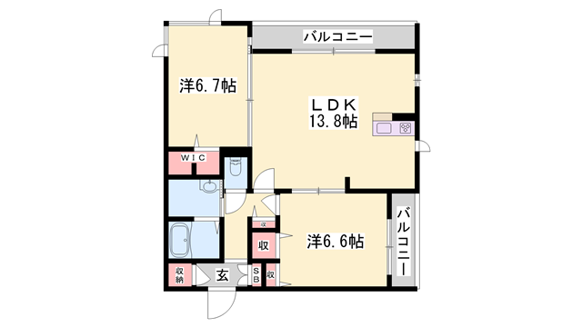 リバーツリー(2LDK/2階)の間取り写真