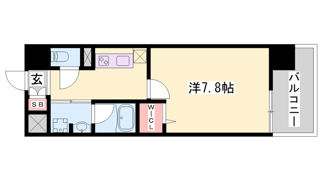 クロスフロント十二所線(1K/7階)の間取り写真