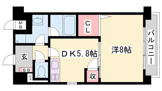 ルミエール野田(1DK/1階)の間取り写真