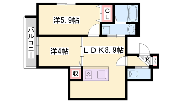 ルアナテラス38(2LDK/1階)の間取り写真