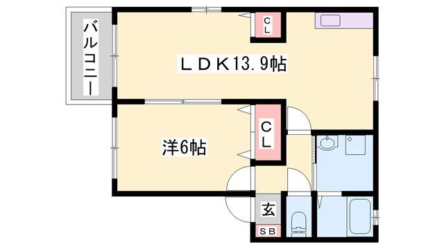 ルシエール的形 B棟(1LDK/2階)の間取り写真
