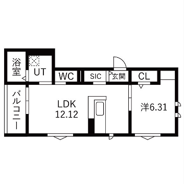 西新町PJ(1LDK/1階)の間取り写真