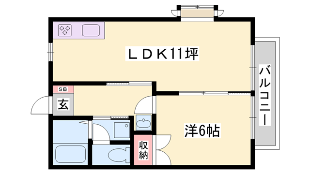 エスポワール・ヌーボー(1LDK/2階)の間取り写真
