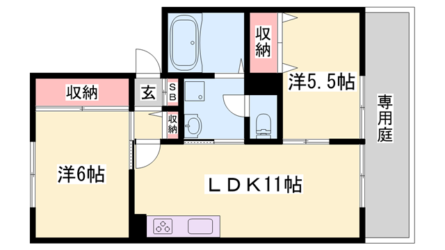 クレール御立(2LDK/1階)の間取り写真