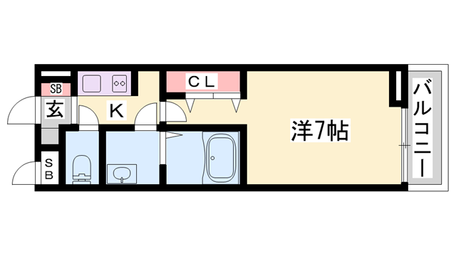 フリーデハクロ(1K/1階)の間取り写真