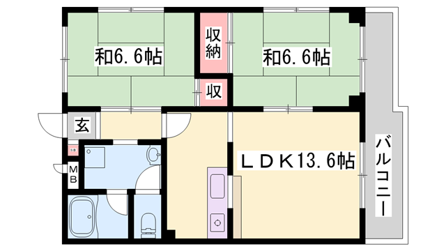 グランドールT・A(2LDK/3階)の間取り写真