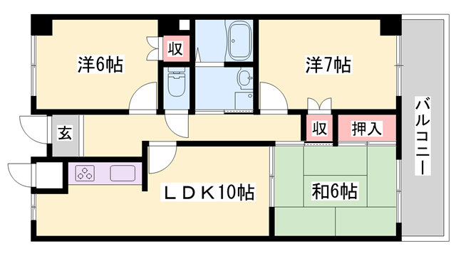 マイシティ101(3LDK/1階)の間取り写真