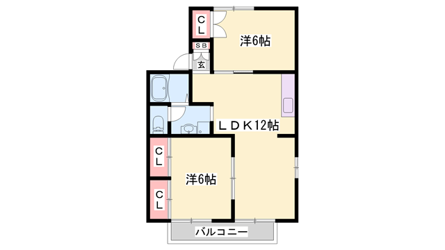 モントン(2LDK/2階)の間取り写真