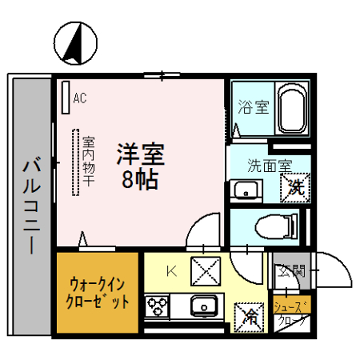 スチール立山(1K/2階)の間取り写真