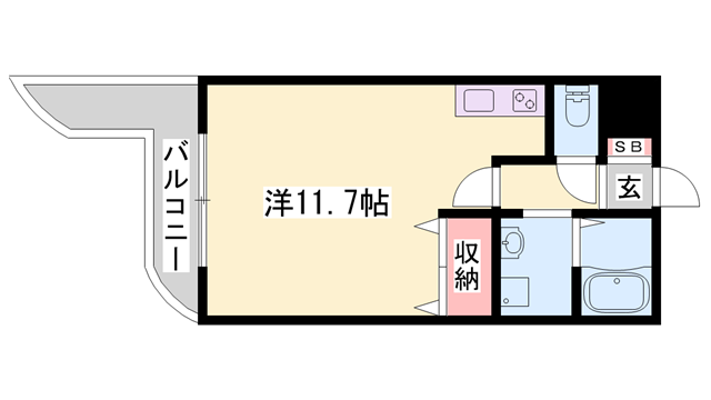 延末アートスカイハイツ(ワンルーム/4階)の間取り写真