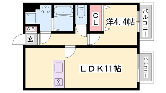 MIYABI(1LDK/3階)の間取り写真
