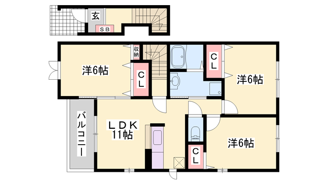 YETERNOA(3LDK/2階)の間取り写真