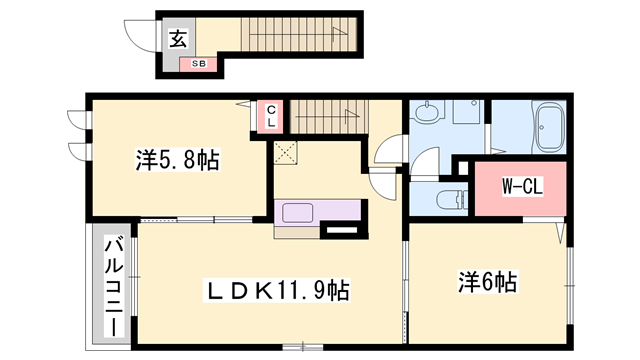 サニー ハピネス2(2LDK/2階)の間取り写真