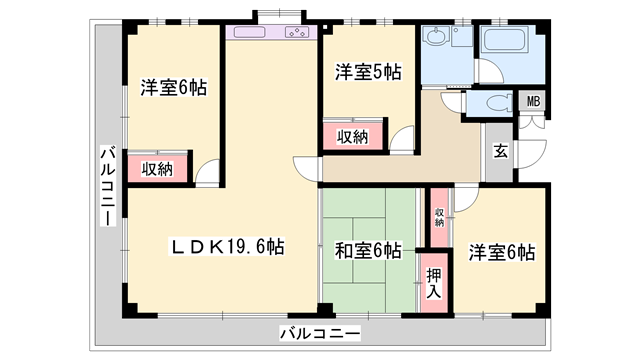 ツインヒルズ・広畑(4LDK/4階)の間取り写真
