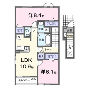 チェリーチ東同心町(2LDK/2階)の間取り写真