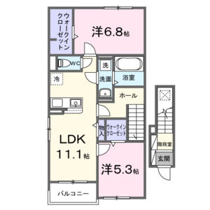 メゾン・ルリアン(2LDK/2階)の間取り写真