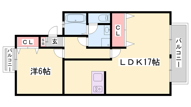 セジュールタデノ(1LDK/1階)の間取り写真