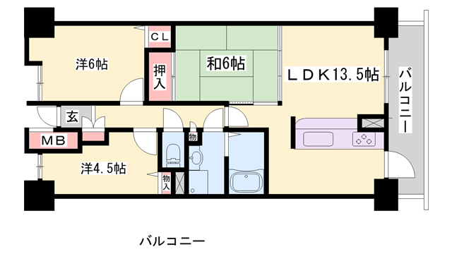 コスモ西明石(3LDK/7階)の間取り写真