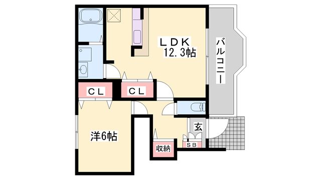 サンビエント(1LDK/1階)の間取り写真