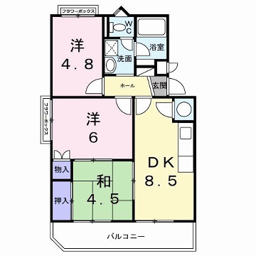 カサグランデ藤江(3DK/1階)の間取り写真